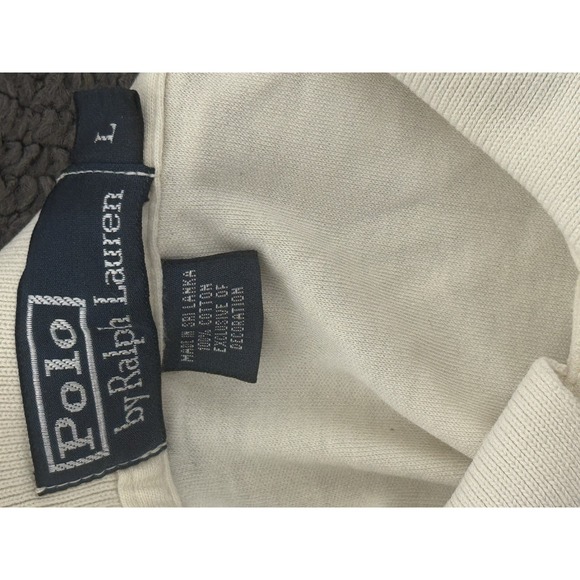 Polo Ralph Lauren Mens Long Sleeve White Cotton Polo Shirt Size L Gray Pony - Picture 3 of 4